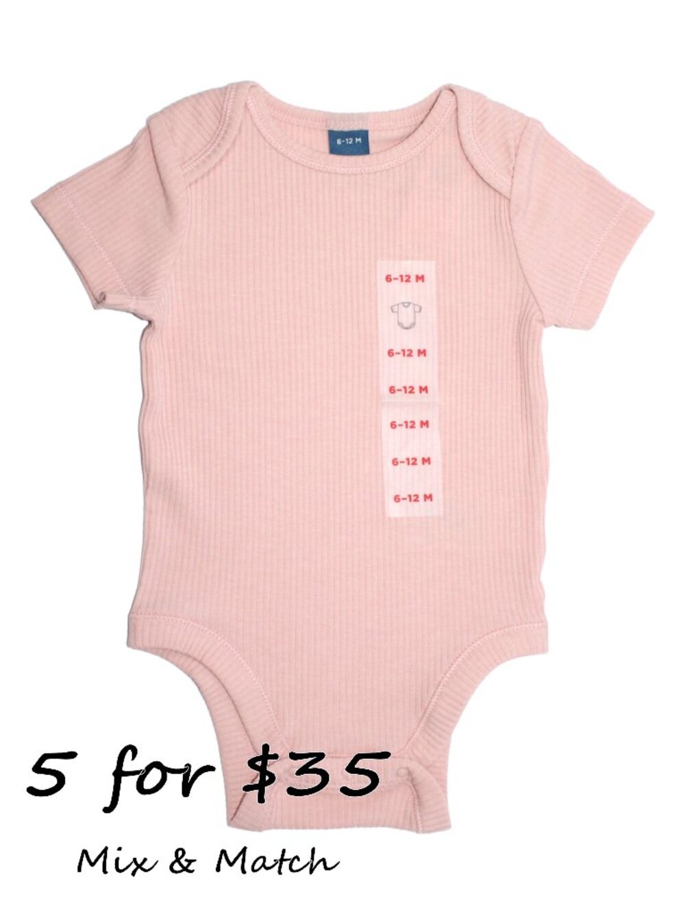 Old Navy Baby Girls' Rib-Knit Cotton-Blend Short-Sleeve Bodysuit 6-12M 564835